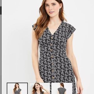 Loft black and white dress with embroidered eyelets